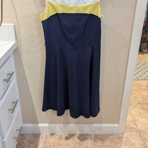 AGB Navy and Yellow Midi Dress